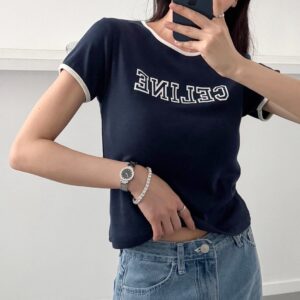 셀린느 로고 여성 반팔티