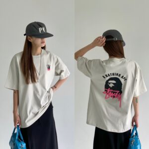 스투시 X 베이프 콜라보 반팔티셔츠