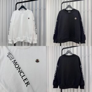 몽클레어 소매 더블로고 맨투맨