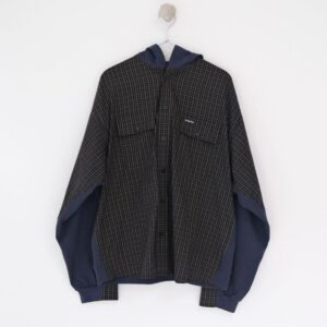 발렌시아가 25 하이브리드 체크 포켓 후드 셔츠