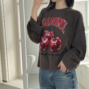 가니 체리 자카드 니트