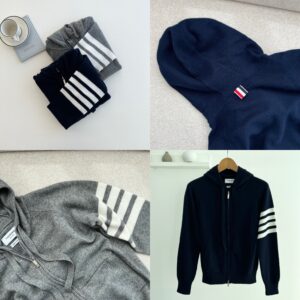 톰브라운 캐시 후드 집업니트