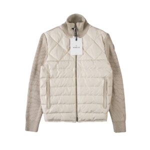 몽클레어 다운판넬 지퍼 코튼 블랜드 니트패딩(베이지)