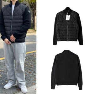 몽클레어 다운판넬 지퍼 코튼 블랜드 니트패딩(블랙)