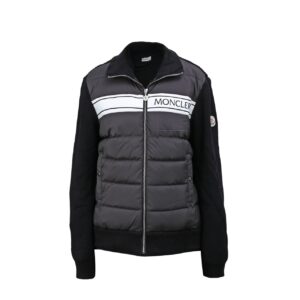 몽클레어 로고 패치 니트 믹스 패딩 자켓