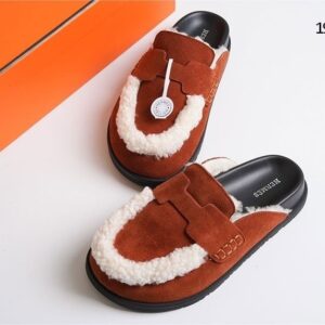 에르메스 스웨이드 고 뮬 여성 슬리퍼