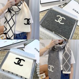 샤넬 캐시미어 사선격자 머플러