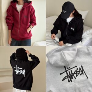 스투시 베이직 로고 후드집업(기모)